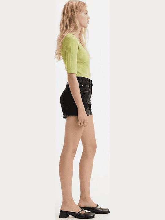 501 Femei Talie înaltă Pantaloni scurți Negru