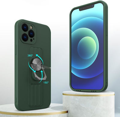 Hurtel Ring Umschlag Rückseite Silikon Grün (Galaxy A42)