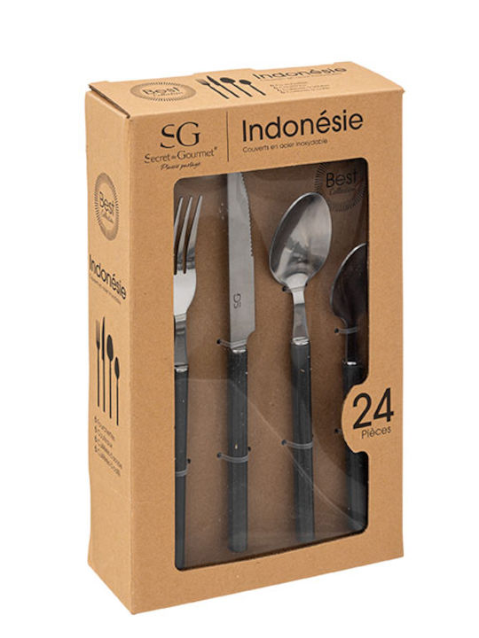 24-Piece Gray Cutlery Set Indo