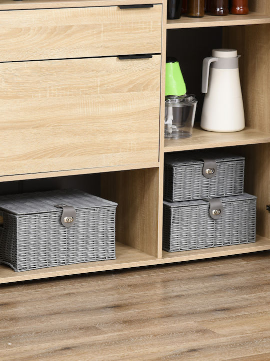 HomCom Set dekorative Körbe mit Deckel & Griffen Gray 3Stück