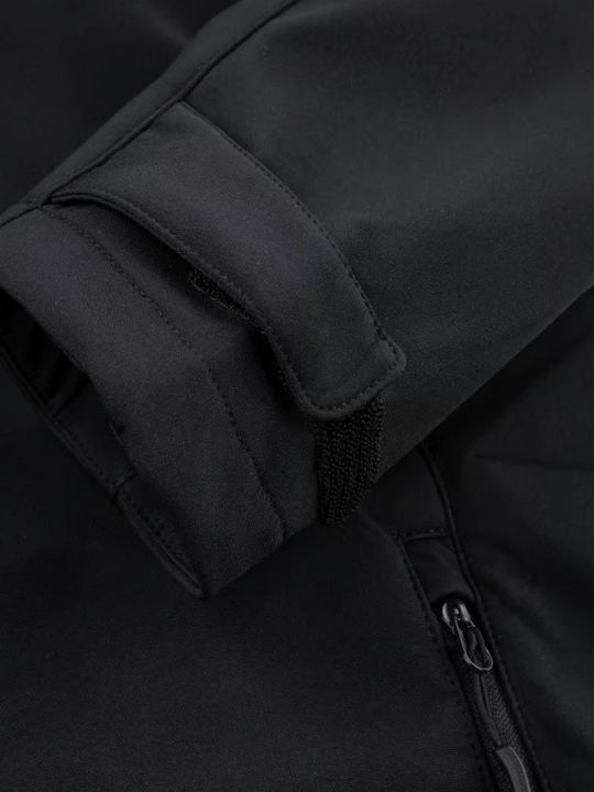 Ravia Women's Short Sports Softshell Jacket Waterproof and Windproof for Winter with Hood Black