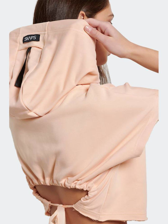 1231-905020 Women's Athletic Crop Top Short Sleeve Peach