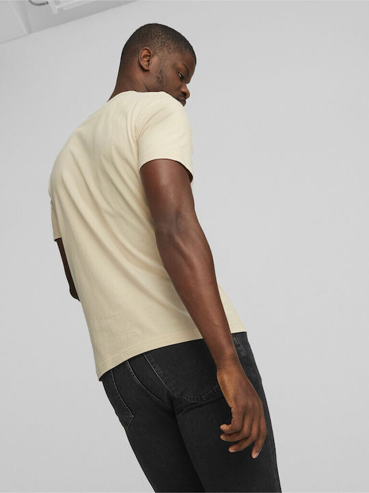 Puma Essentials Elevated Ανδρικό T-shirt Μπεζ με Λογότυπο