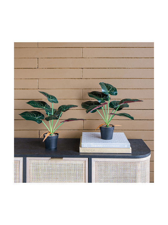 Изкуствено растение в саксийка Alocasia Green 35см 2бр Artekko