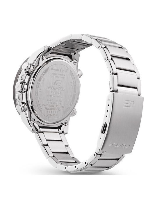 Casio Edifice Αναλογικό/Ψηφιακό Ανδρικό Ρολόι 51mm Χρονογράφος Solar με Ασημί Μεταλλικό Μπρασελέ