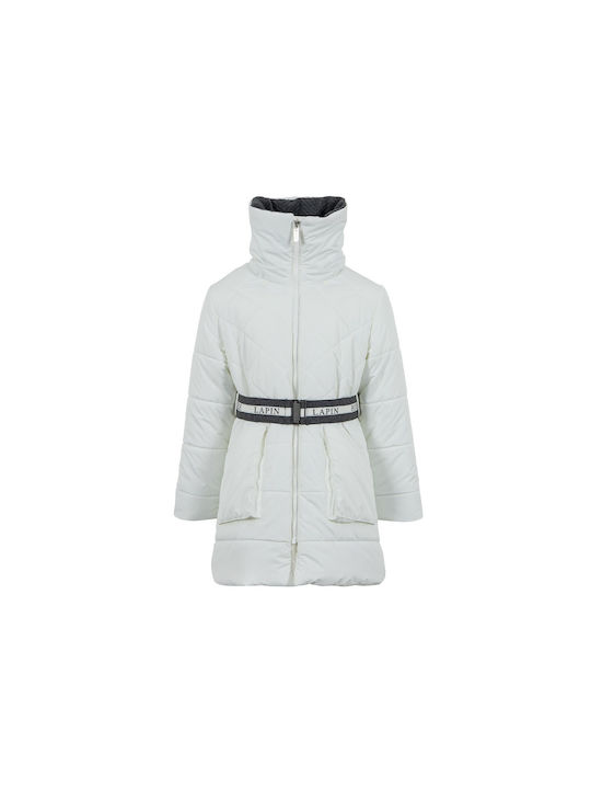 Wasserdicht Kinderjacke Lang mit Kapuze Weiß
