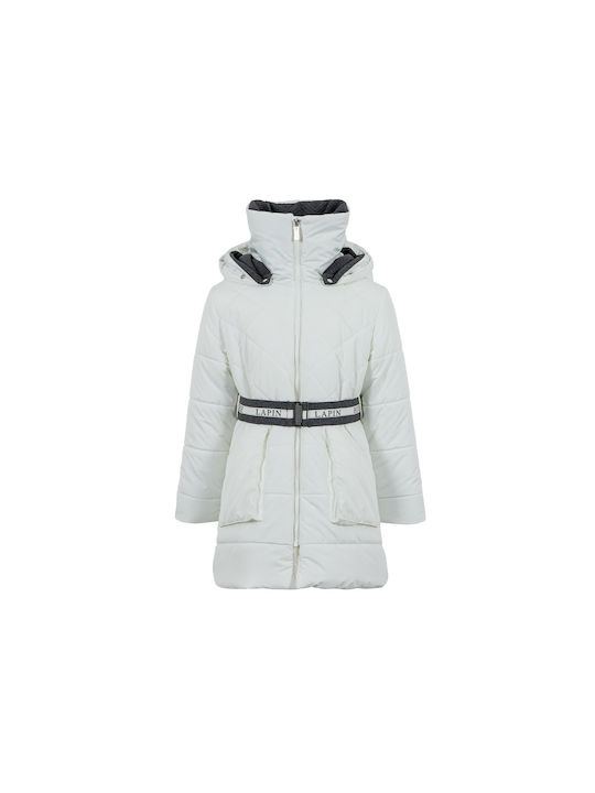 Wasserdicht Kinderjacke Lang mit Kapuze Weiß
