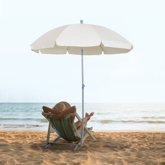 Outsunny Σπαστή Ομπρέλα Θαλάσσης Διαμέτρου 2.2m Κρεμ Λευκή