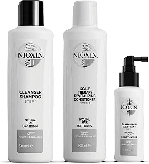 Nioxin Kit System 1 Hair Treatment Set against Hair Loss for Normal Hair with Shampoo, Conditioner and Lotion 3pcs