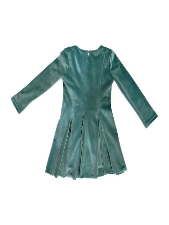 Children's Dress Long Sleeve Velvet Green