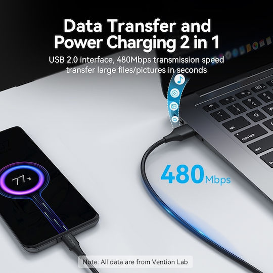 Vention USB 2.0 Cable USB-C male - USB-A Μαύρο 1.5m CTHBG