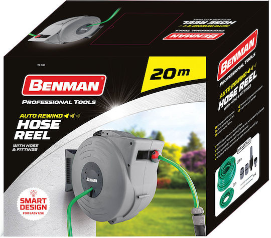 Benman Automatic Wall Mounted Garden Hose Box with Hose 20m