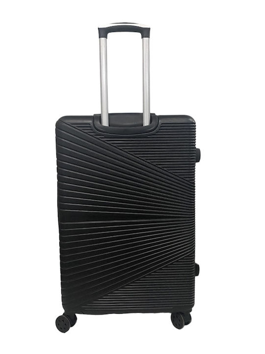 Ormi AL-New Large Hard Black Suitcase with 4 Wheels Height 75cm