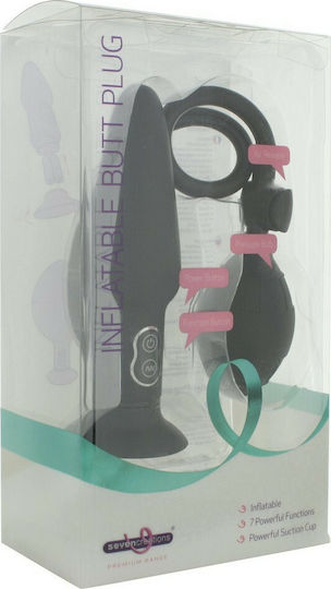 Seven Creations Vibrating Inflatable Butt Plug Πρωκτικός Δονητής Black