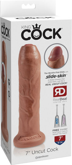 King Cock Uncut Ρεαλιστικό Dildo με Βεντούζα Tan 18cm