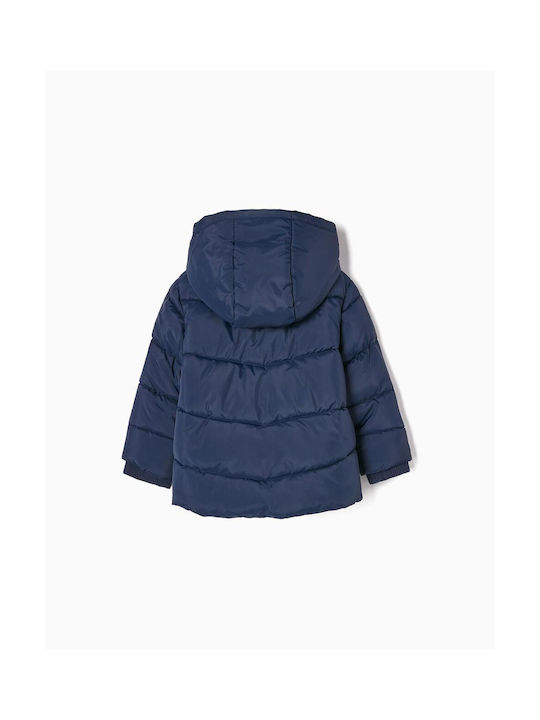 Zippy Kids Quilted Jacket short with Lining & Protection Hood Blue