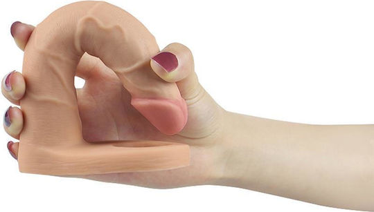 Lovetoy The Ultra Soft Double Strap On mit Dildo 17.8cm und Vibration in Hautfarbe