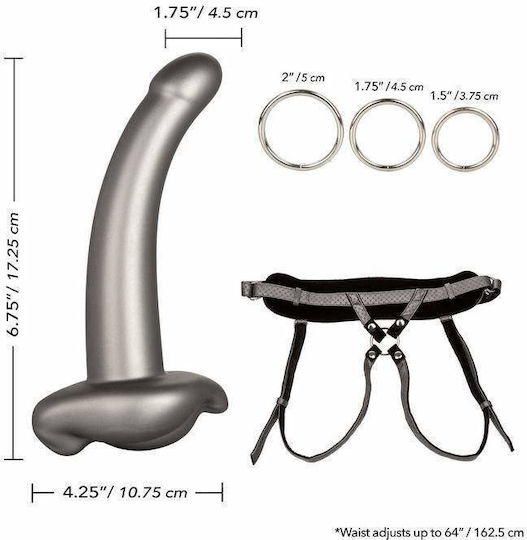 Calexotics The Royal UltraSoft Set Crotchless Strap On with Probe Harness με Dildo 19cm και Δόνηση σε Μαύρο Χρώμα