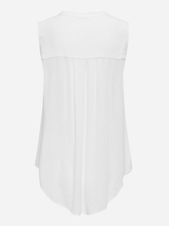 Women's Summer Blouse Sleeveless with V Neckline Cloud Dancer