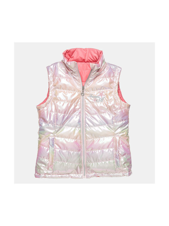 Alouette Kids Quilted Jacket Sleeveless short Double Sided Hooded Pink