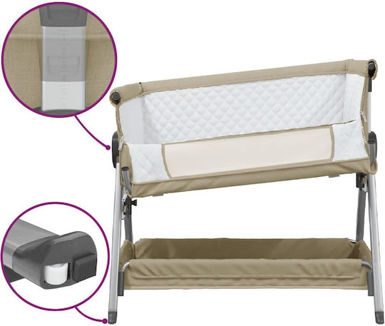 vidaXL Cradle with Mattress Beige Grey