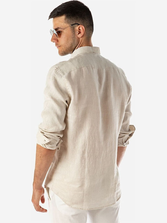 Long-sleeved Linen Shirt Beige