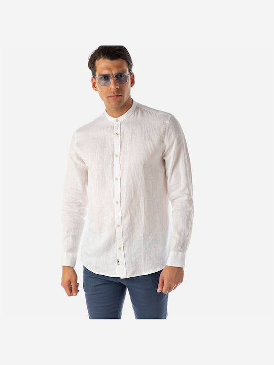 Brokers Jeans Men's Shirt Long Sleeve Linen White