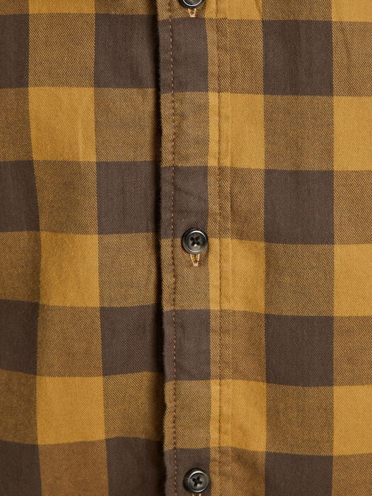 Projekt Produkt Men's Shirt Long Sleeve Checked Orange