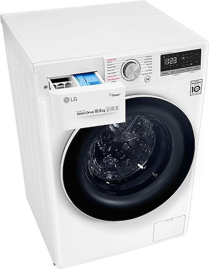 LG Πλυντήριο Ρούχων 10.5kg με Τεχνολογία Ατμού 1400 Στροφών AI DD F4WV510S0E