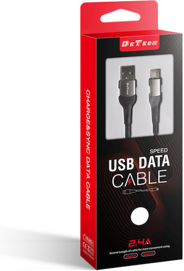 DeTech USB Typ-C Kabel USB 2.0 Männlich - USB-A Schwarz 2m 40261