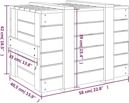 vidaXL Διακοσμητικό Μπαούλο Ξύλινο Καφέ 58x40.5x42εκ.