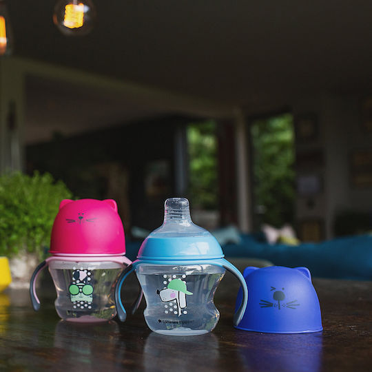 Tommee Tippee Trainer Soft Sippee Cup Lern-Trinkflasche Kunststoff mit Griffen Rosa für 6m+m+ 230ml