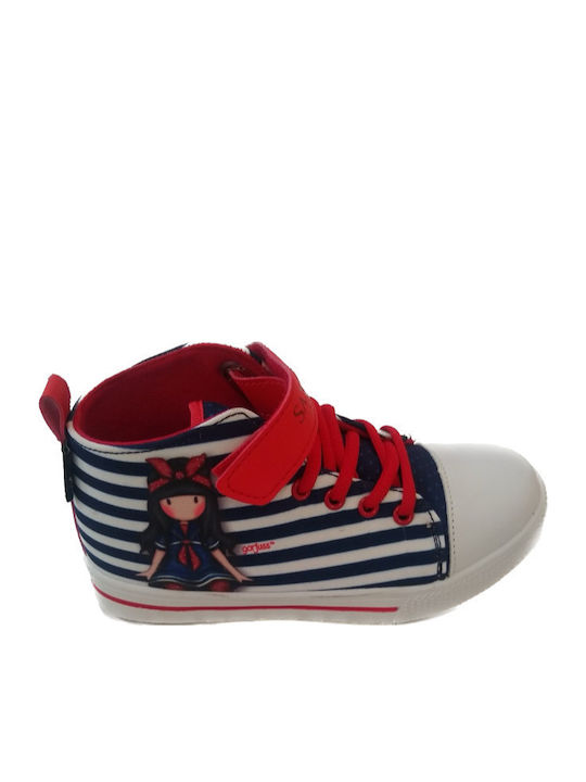 Kids Sneakers High with Scratch Navy Blue