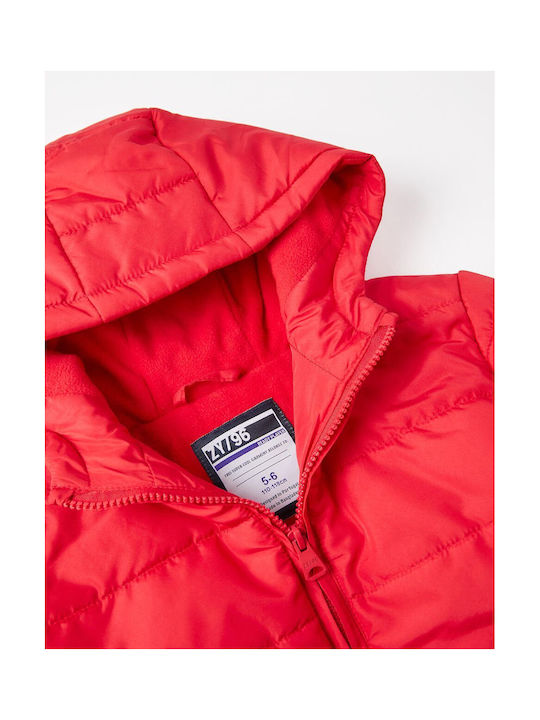 Zippy Kids Quilted Jacket short with Lining & Protection Hood Red