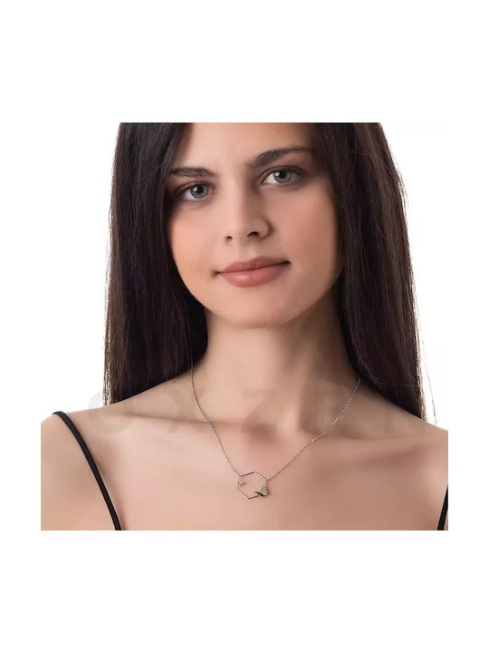 Oxzen Halskette mit Design Schmetterling aus Vergoldet Stahl mit Zirkonia