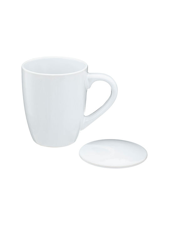 Secret de Gourmet Cană Ceramică cu Capac Albă 320ml