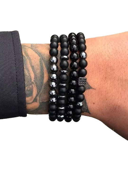 Legend Accessories Bracelet Stainless Steel with Lava Stones 21cm