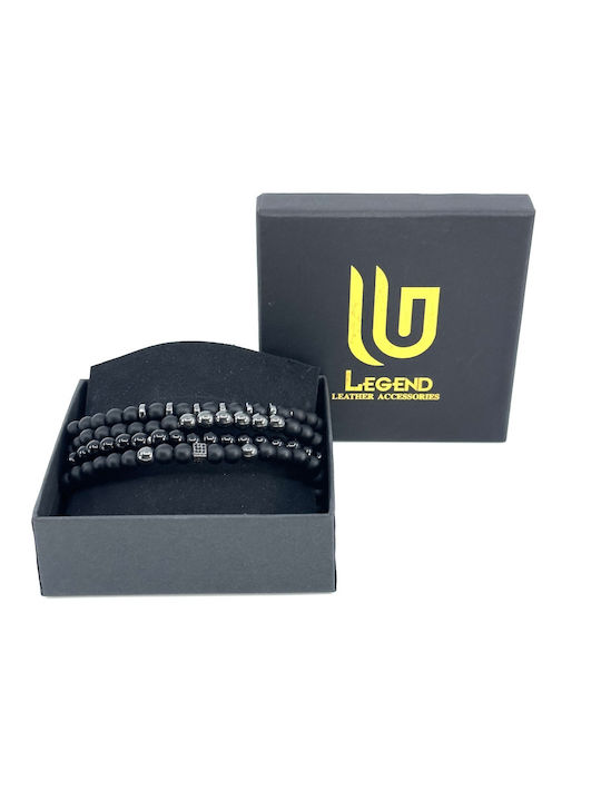 Legend Accessories Bracelet Stainless Steel with Lava Stones 21cm