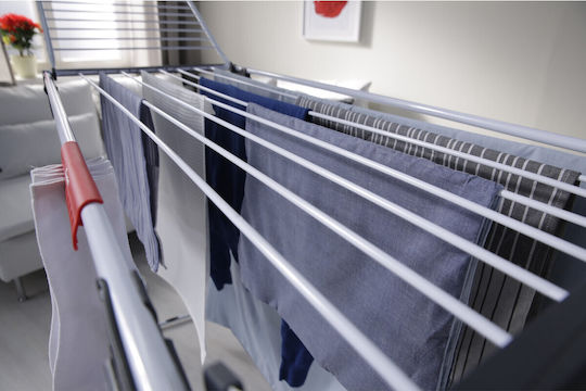 Vileda Magnum Folding Floor Metallic Clothes Drying Rack with Wheels with Hanging Length 12m