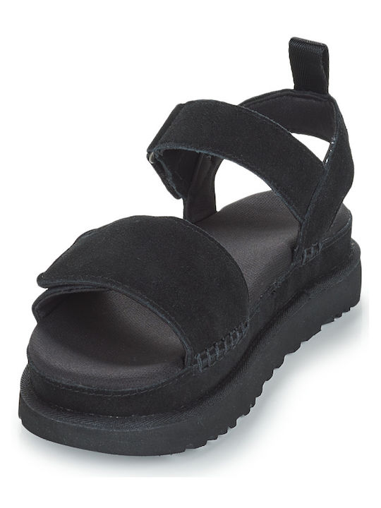 Goldenstar Γυναικεία Σανδάλια Flatforms Μαύρα