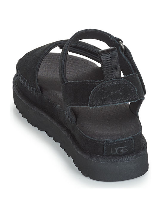 Goldenstar Γυναικεία Σανδάλια Flatforms Μαύρα
