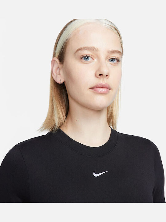 Sportswear Γυναικείο Καλοκαιρινό Crop Top Κοντομάνικο Μαύρο