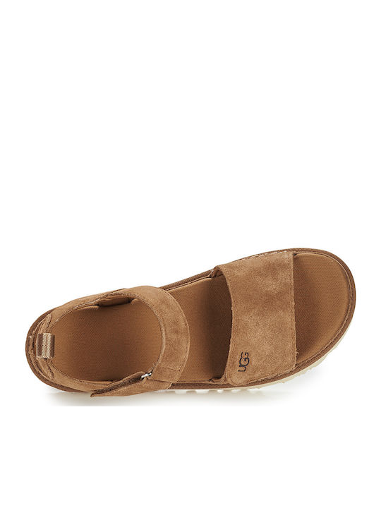 Goldenstar Γυναικεία Σανδάλια Flatforms Καφέ