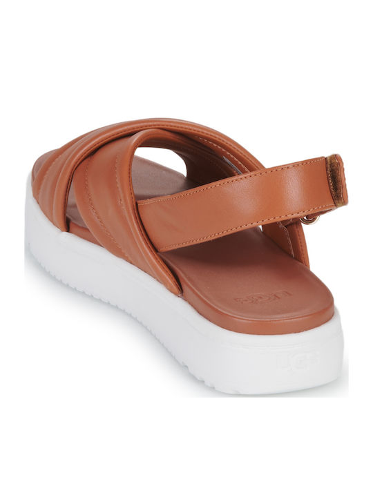 Zayne Δερμάτινα Γυναικεία Σανδάλια Flatforms Ταμπά