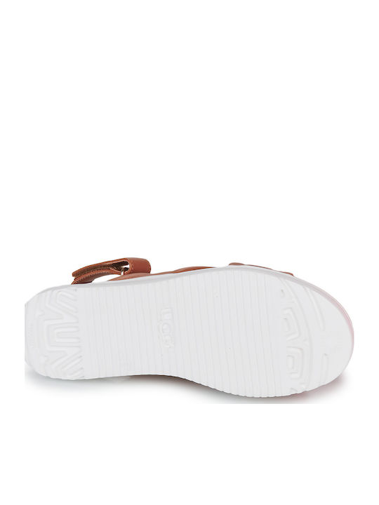 Zayne Δερμάτινα Γυναικεία Σανδάλια Flatforms Ταμπά