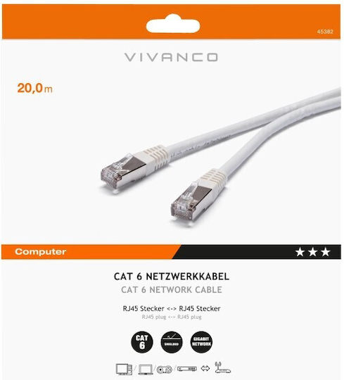 Vivanco U/UTP Cat.6 Ethernet Network Cable 20m White 1pcs