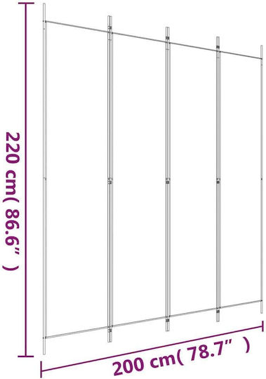vidaXL Decorativ Paravan Tesatura cu 4 Panouri 200x220cm