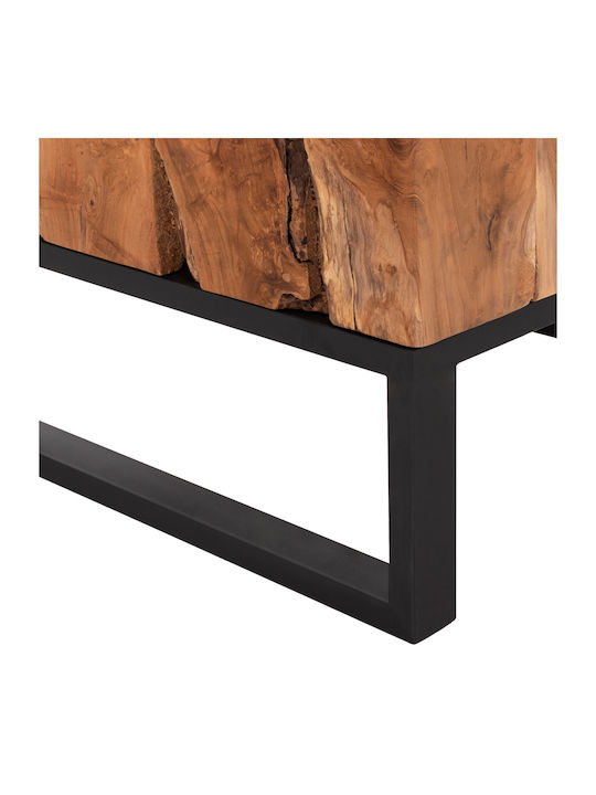 Square Central Coffee Table Made of Solid Wood Natural / Black W80xL80xH48cm