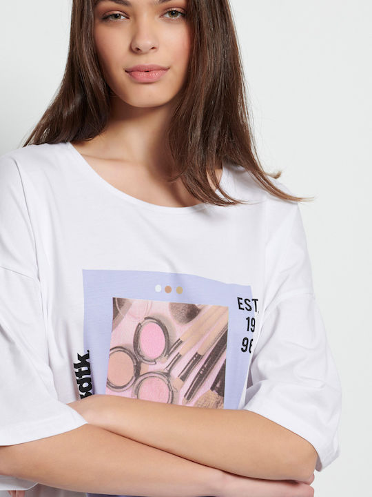 1231-905928 Damen Oversized T-Shirt Weiß
