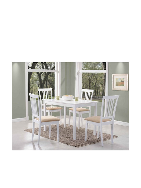 Fiord Masă Bucătărie Lemnoasă Alb 80x60x74buc